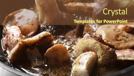  Presentation with mushrooms - Beautiful presentation featuring preparation-of-delicious-mushrooms-closeup backdrop and a tawny brown colored foreground