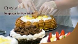  Presentation with cannoli cream - PPT theme enhanced with preparation-of-pastry-cake-decoration background and a mint green colored foreground