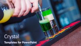  Presentation with shots - PPT theme having preparation of shots cocktails close-up background and a ocean colored foreground