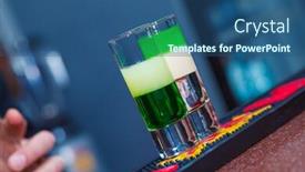  Presentation with shots - Theme with preparation of shots cocktails close-up background and a ocean colored foreground