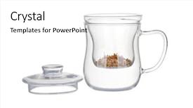  Presentation with chamomile - Cool new PPT theme with preparation of the chamomile tea tea infuser with dry chamomile flowers isolated on white backdrop and a white colored foreground