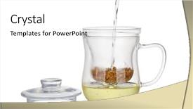  Presentation with chamomile - Presentation theme having preparation of the chamomile tea tea infuser with dry chamomile flowers isolated on white background and a white colored foreground