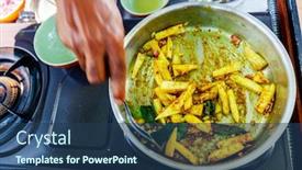  Presentation with traditional - Presentation design featuring preparation-of-traditional-sri-lankan background and a ocean colored foreground