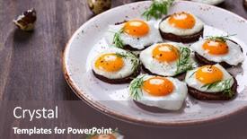  Presentation with quail - Beautiful PPT layouts featuring preparation quail egg canapes with pumpernickel bread for easter backdrop and a gray colored foreground