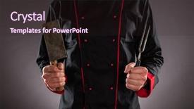  Presentation with master chef - Presentation theme featuring preparation ready for product placement background and a wine colored foreground