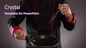  Presentation with master chef - Colorful presentation design enhanced with preparation ready for product placement backdrop and a wine colored foreground