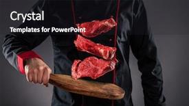  Presentation with master chef - Cool new PPT theme with preparation ready for product placement backdrop and a dark gray colored foreground