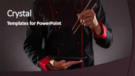  Presentation with master chef - Slide set enhanced with preparation ready for product placement background and a wine colored foreground