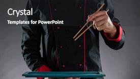  Presentation with master chef - Presentation design with preparation ready for product placement background and a dark gray colored foreground