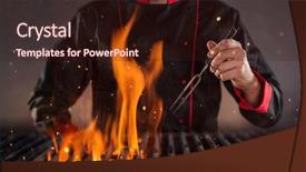  Presentation with food grill - Colorful slide set enhanced with preparation ready for product placement backdrop and a wine colored foreground