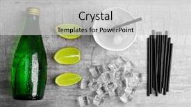  Presentation with soda - Beautiful slide deck featuring preparation soda bottle ice cubes backdrop and a light gray colored foreground