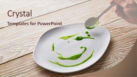  Presentation with chef - Slide deck consisting of preparation with creamy spots molecular background and a lemonade colored foreground