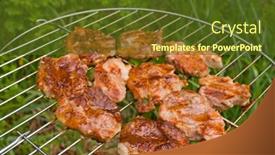  Presentation with barbecue - Slide deck having prepared-barbecue background and a tawny brown colored foreground