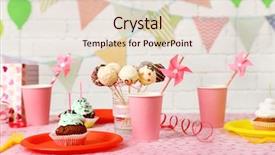  Presentation with children birthday - Slides consisting of prepared birthday table for children party background and a lemonade colored foreground