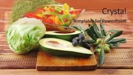  Presentation with vegetables - Cool new PPT theme with prepared for use on wood backdrop and a  colored foreground