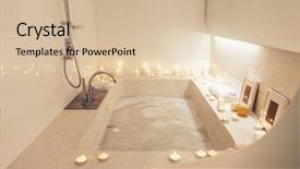  Presentation with spa - Theme featuring reading book candel light - prepared night spa bath decorated background and a soft green colored foreground