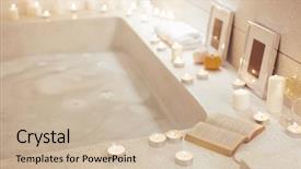  Presentation with candles - Cool new PPT theme with reading book candel light - prepared night spa bath decorated backdrop and a soft green colored foreground
