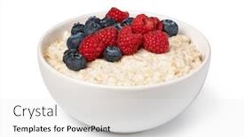 Presentation with berries - PPT theme having prepared-oatmeal-with-berries-isolated background and a white colored foreground