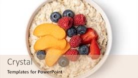  Presentation with berries - Colorful presentation enhanced with prepared-oatmeal-with-fruits backdrop and a coral colored foreground