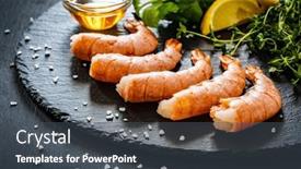  Presentation with thyme - Slide set enhanced with prepared-raw-prawns-with-thyme background and a dark gray colored foreground