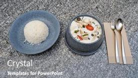  Presentation with thai - PPT theme consisting of prepared-tom-kha-kai-thai background and a gray colored foreground