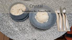  Presentation with thai - Presentation theme with prepared-tom-kha-kai-thai background and a mint green colored foreground