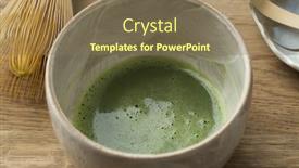  Presentation with matcha - Colorful slide deck enhanced with preparing-a-bowl-of-matcha backdrop and a violet colored foreground