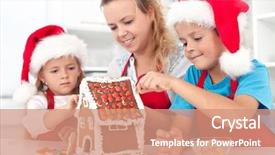  Presentation with gingerbread house - Slide deck with preparing a gingerbread cookie house background and a  colored foreground