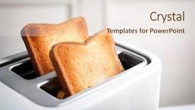  Presentation with bread - Colorful theme enhanced with preparing bread in toaster closeup backdrop and a lemonade colored foreground