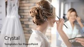  Presentation with makeup artist - Colorful slide deck enhanced with preparing bride before her wedding backdrop and a soft green colored foreground