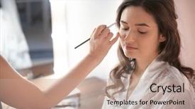  Presentation with makeup artist - PPT layouts consisting of preparing bride before her wedding background and a  colored foreground