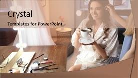  Presentation with makeup artist - Audience pleasing presentation theme consisting of preparing bride before her wedding backdrop and a  colored foreground