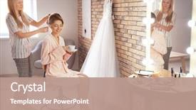  Presentation with wedding - Presentation theme having preparing bride before her wedding background and a coral colored foreground