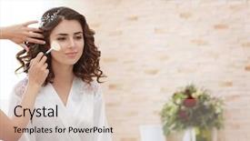  Presentation with makeup artist - PPT theme featuring preparing bride before her wedding background and a lemonade colored foreground