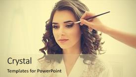  Presentation with makeup artist - Beautiful PPT theme featuring preparing bride before her wedding backdrop and a  colored foreground