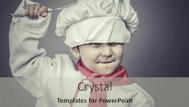  Presentation with cooking utensils - Beautiful slide set featuring preparing-child-dress-funny-chef backdrop and a light gray colored foreground