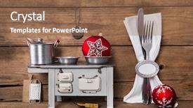  Presentation with christmas dinner - Cool new slide set with preparing christmas dinner wooden background backdrop and a coral colored foreground