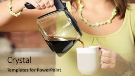  Presentation with buddhas picture - Beautiful theme featuring preparing coffee in the kitchen backdrop and a coral colored foreground