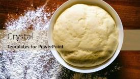  Presentation with yeast - Presentation design with preparing-dough-for-white-bread background and a yellow colored foreground