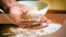  Presentation with yeast - Presentation design enhanced with preparing-dough-for-white-bread background and a coral colored foreground