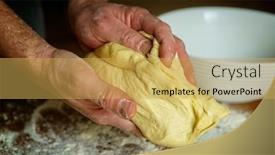  Presentation with yeast - Beautiful presentation design featuring preparing-dough-for-white-bread backdrop and a yellow colored foreground