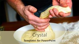  Presentation with yeast - Presentation design with preparing-dough-for-white-bread background and a blonde colored foreground