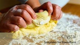  Presentation with yeast - Slide set enhanced with preparing-dough-for-white-bread background and a soft green colored foreground