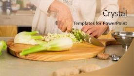  Presentation with preserved - Slides with preparing fermented preserved vegetables cabbage background and a lemonade colored foreground