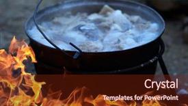  Presentation with camp - Cool new slide deck with preparing food on camp - hot backdrop and a tawny brown colored foreground