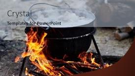  Presentation with camp - Slide set featuring preparing-food-on-camp-hot background and a light gray colored foreground