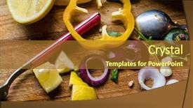  Presentation with food preparation - Presentation enhanced with preparing food background and a tawny brown colored foreground