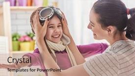  Presentation with pilot - Beautiful presentation design featuring preparing for a costume party backdrop and a coral colored foreground