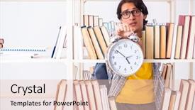  Presentation with test exam student - Theme enhanced with preparing for exams at library background and a  colored foreground