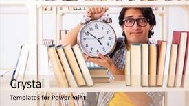  Presentation with management - Colorful PPT theme enhanced with preparing for exams at library backdrop and a  colored foreground